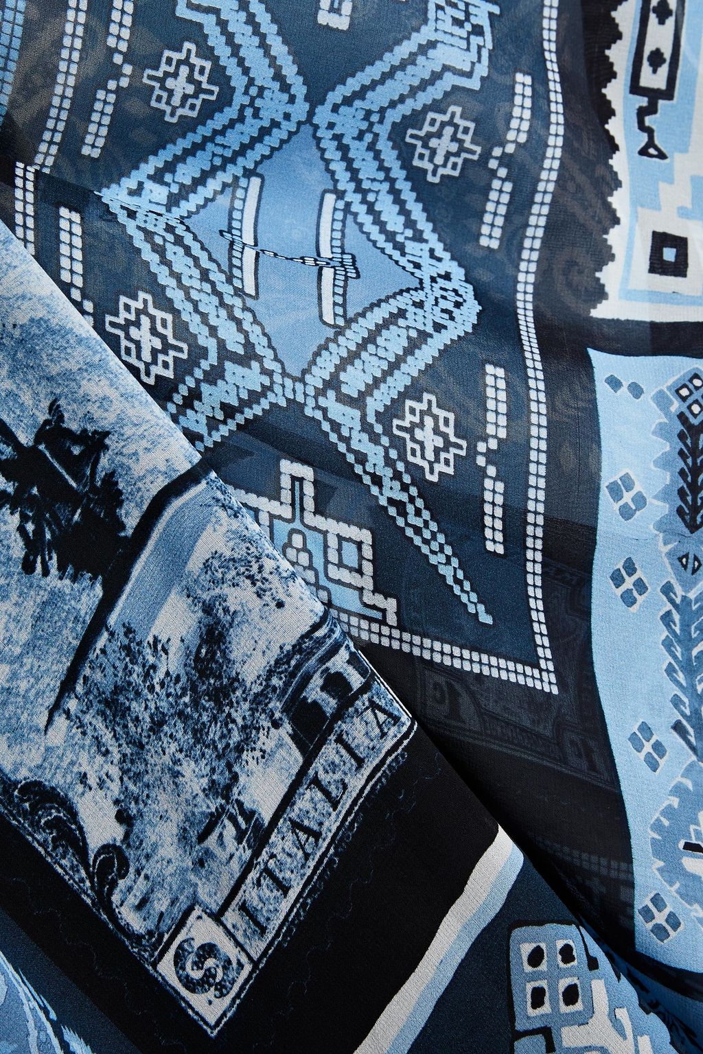 ROBERTO CAVALLI Belted printed silk-voile kaftan