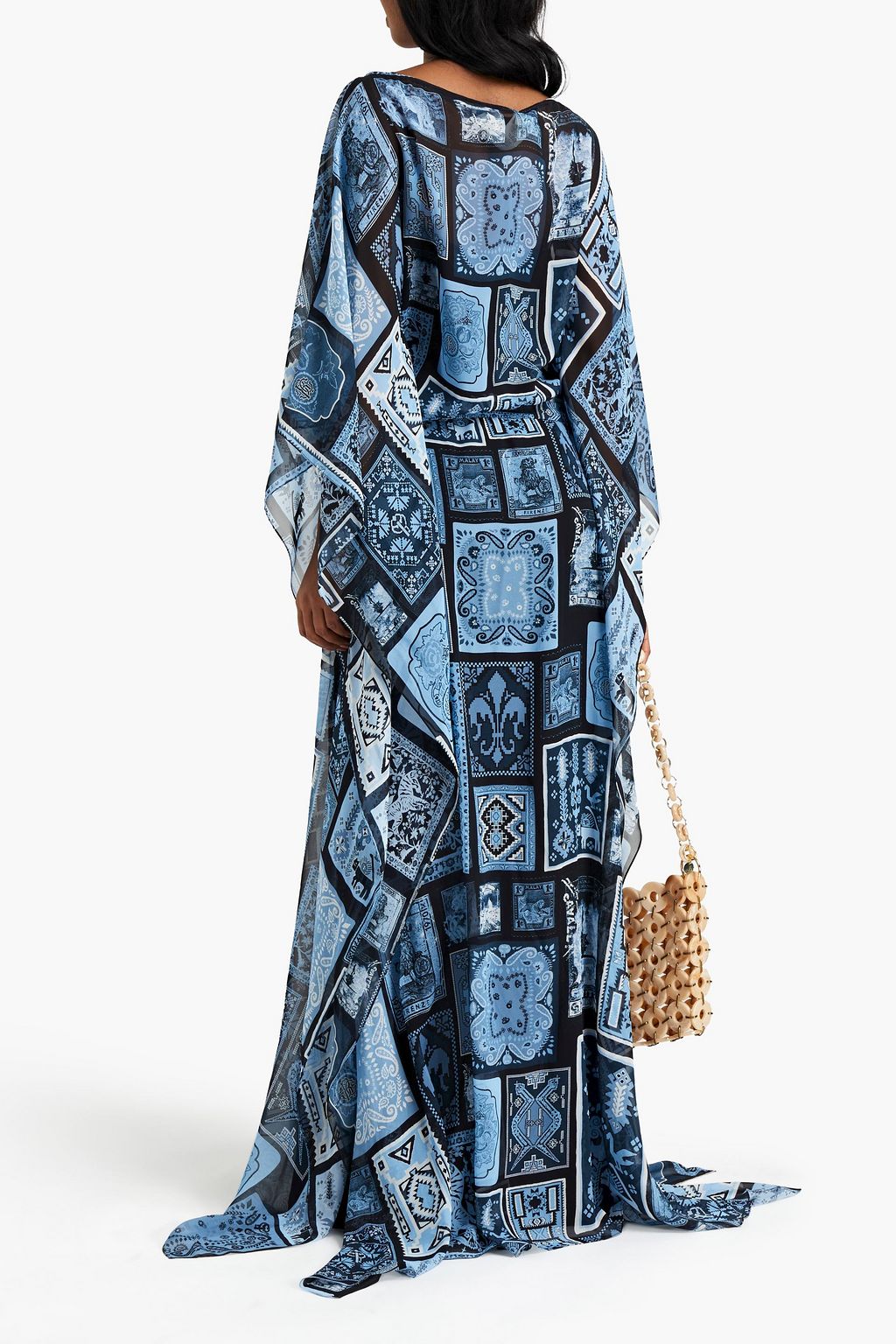ROBERTO CAVALLI Belted printed silk-voile kaftan