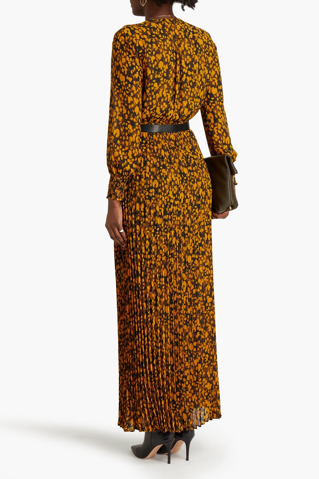 BA&SH Lisi pleated printed crepe maxi dress