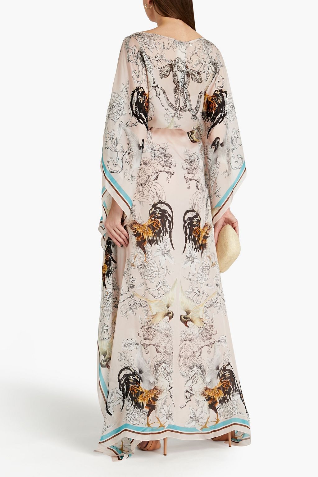 ROBERTO CAVALLI Belted printed silk-organza kaftan
