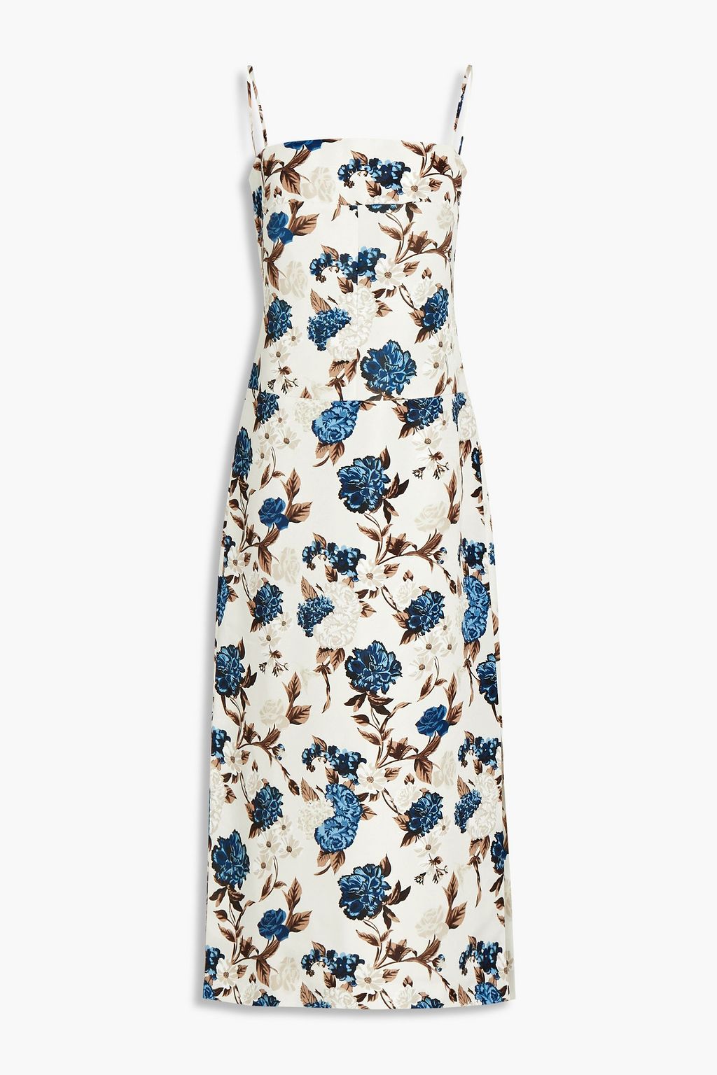 Ecru Lace-up floral-print ottoman midi dress | TORY BURCH | THE OUTNET