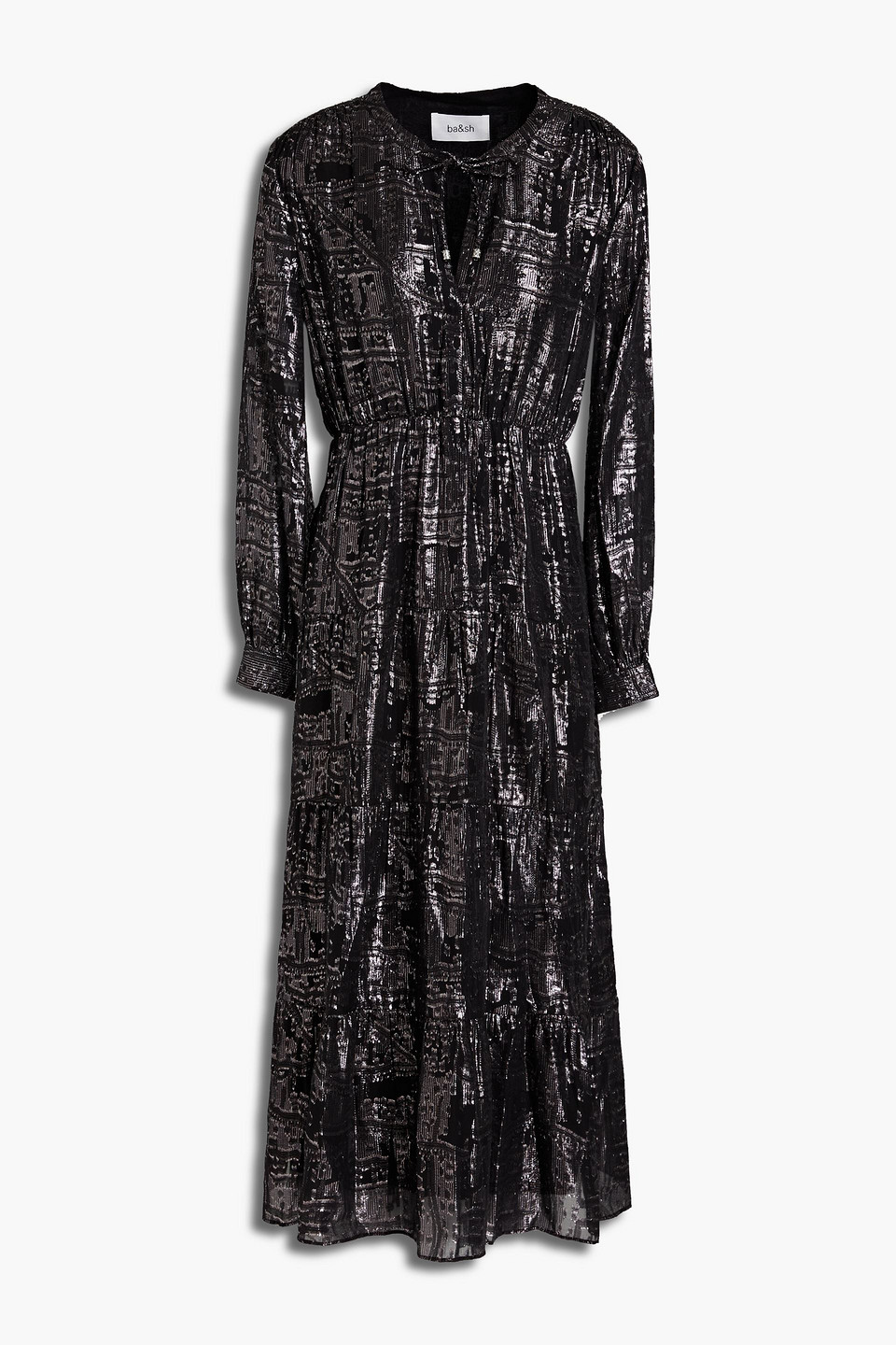 Ba&sh Sophie metallic fil coupé silk-blend georgette midi dress