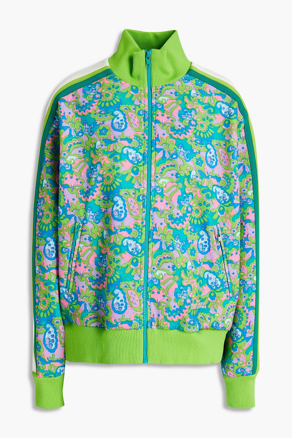 Marc Jacobs Woman Paisley-print Jersey Track Jacket Leaf Green Size M