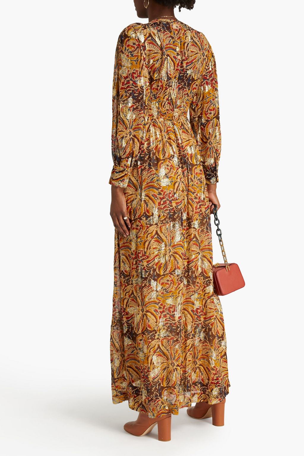 BA&SH Metallic fil coupé georgette maxi dress