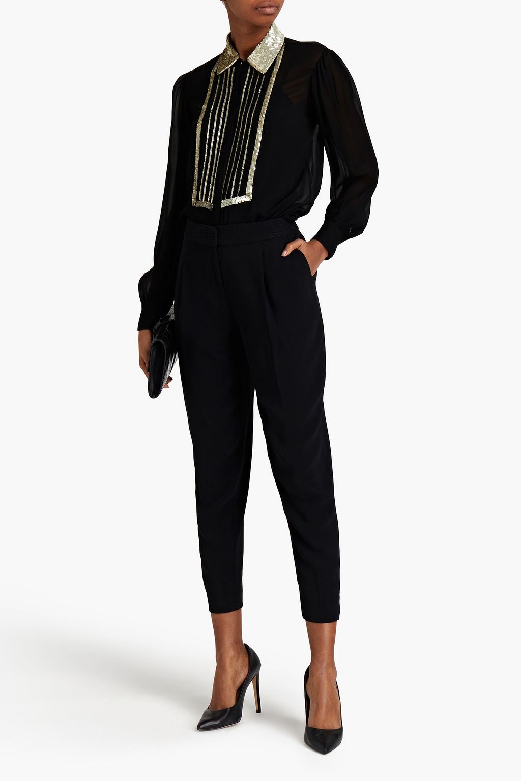 TEMPERLEY LONDON Sable sequin embellished georgette shirt