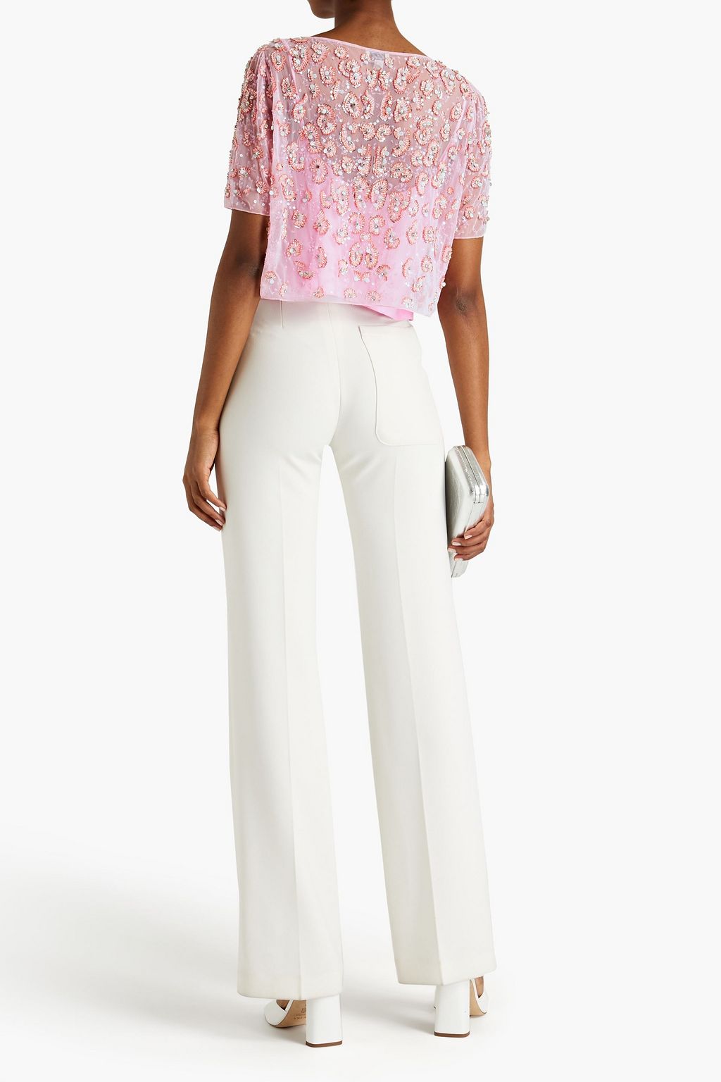 TEMPERLEY LONDON Cropped embellished tulle top