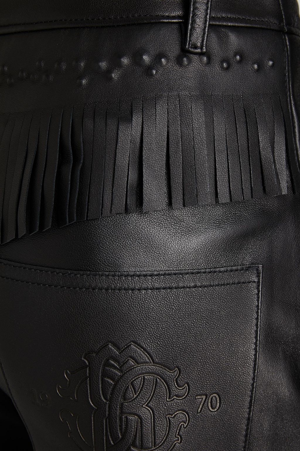 ROBERTO CAVALLI Fringed leather slim-leg pants