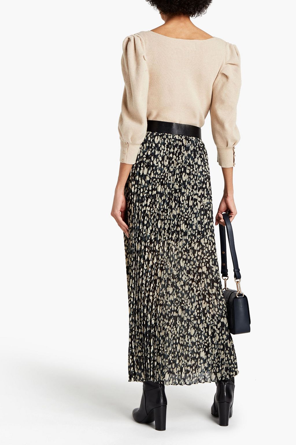 BA&SH Lamba pleated printed georgette maxi skirt