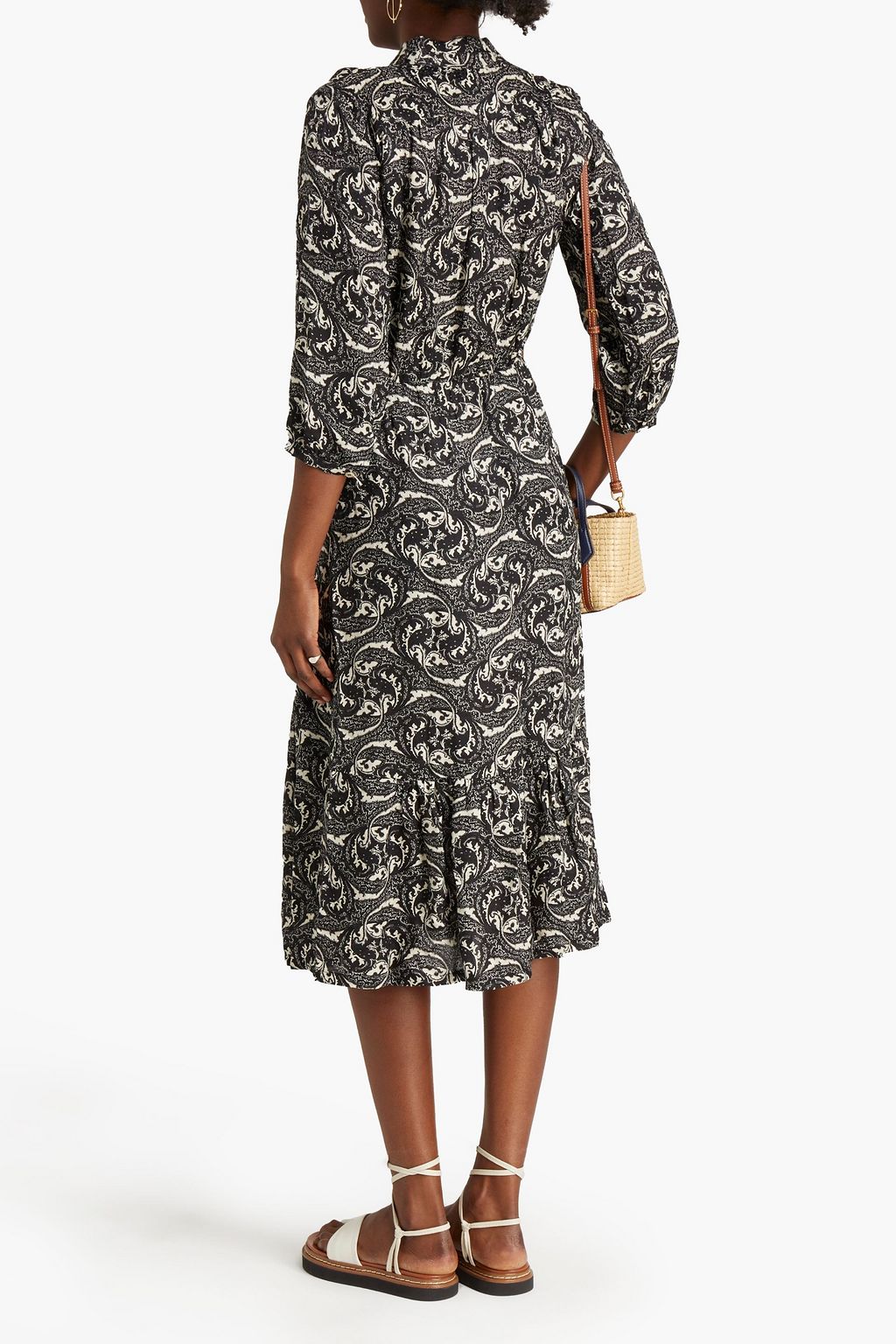BA&SH Printed jacquard midi dress