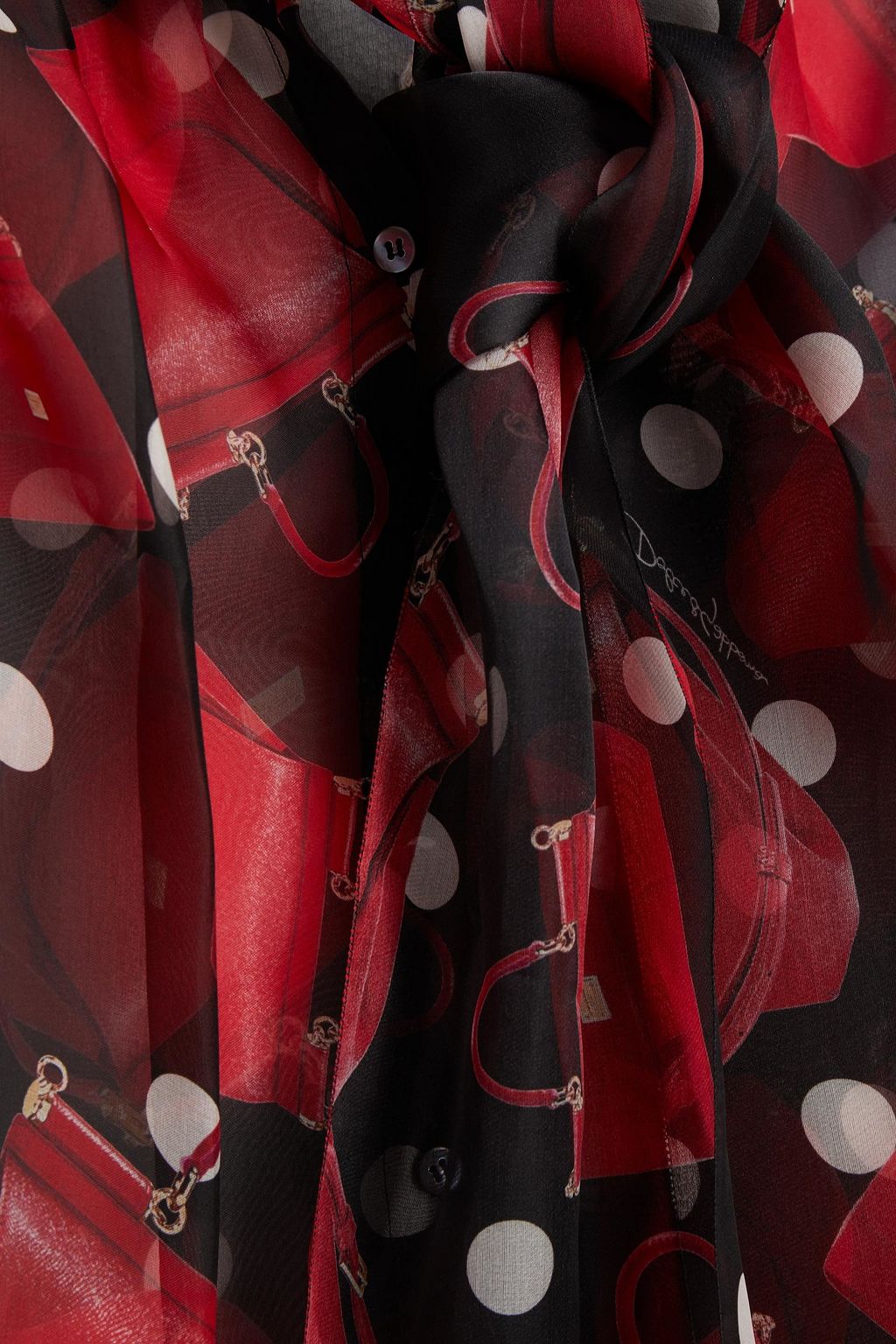 DOLCE&GABBANA Pussy-bow printed silk-organza blouse