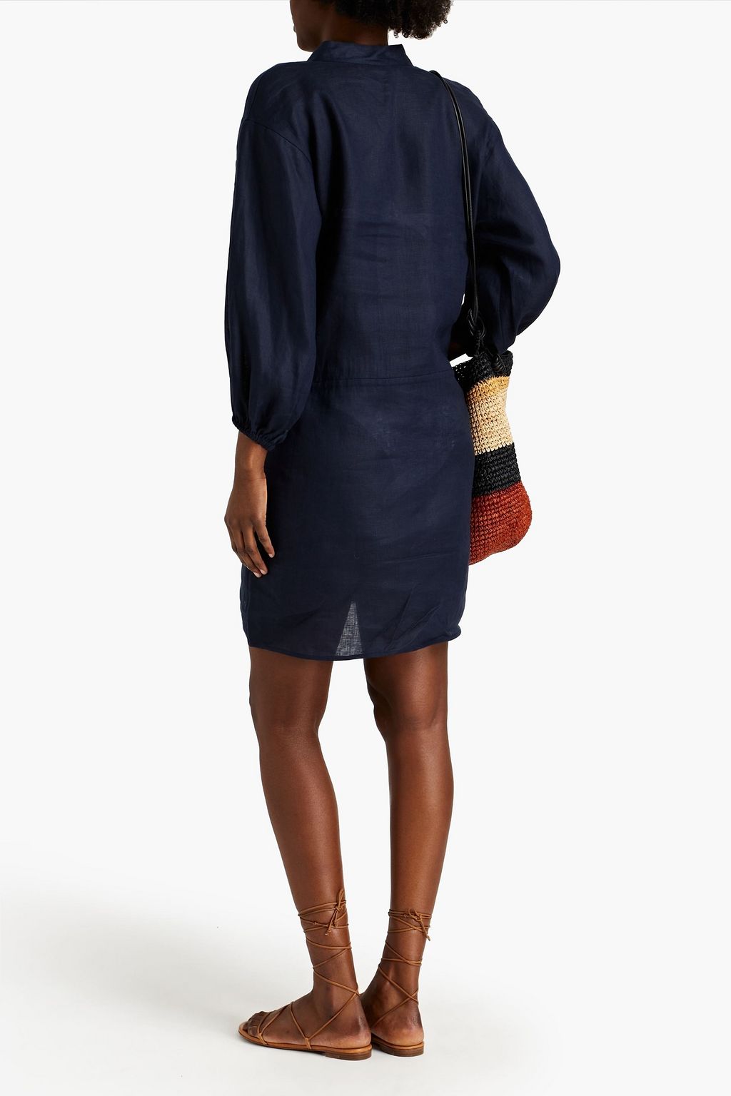 TORY BURCH Tasseled linen-gauze mini dress