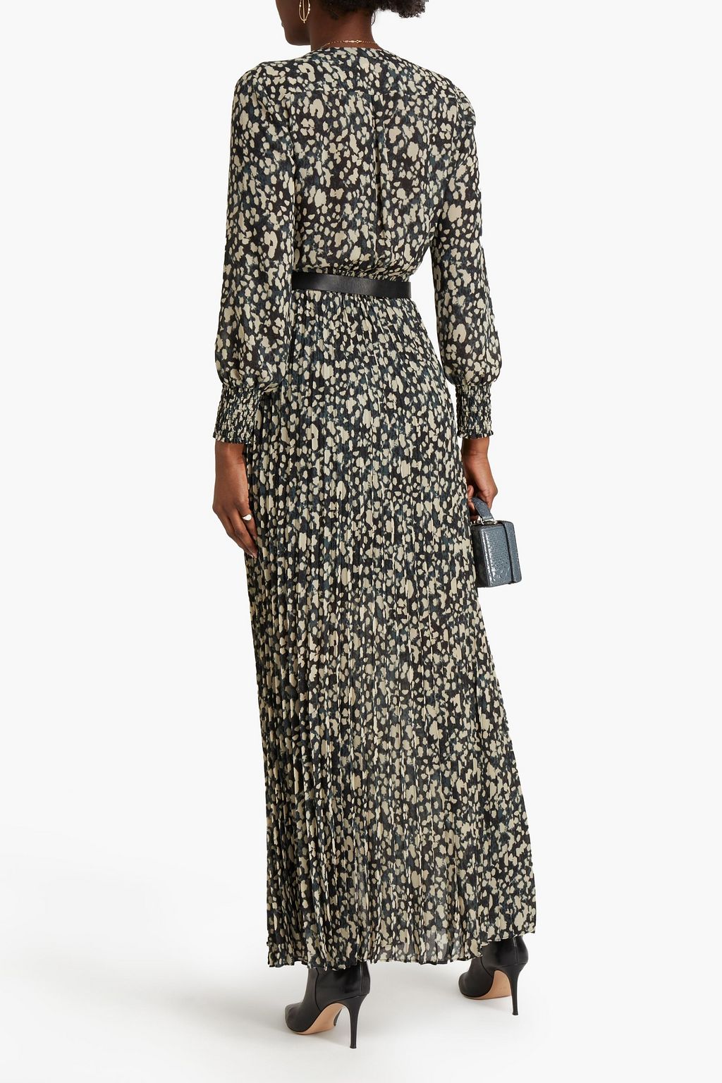 BA&SH Lisi pleated printed crepe maxi dress