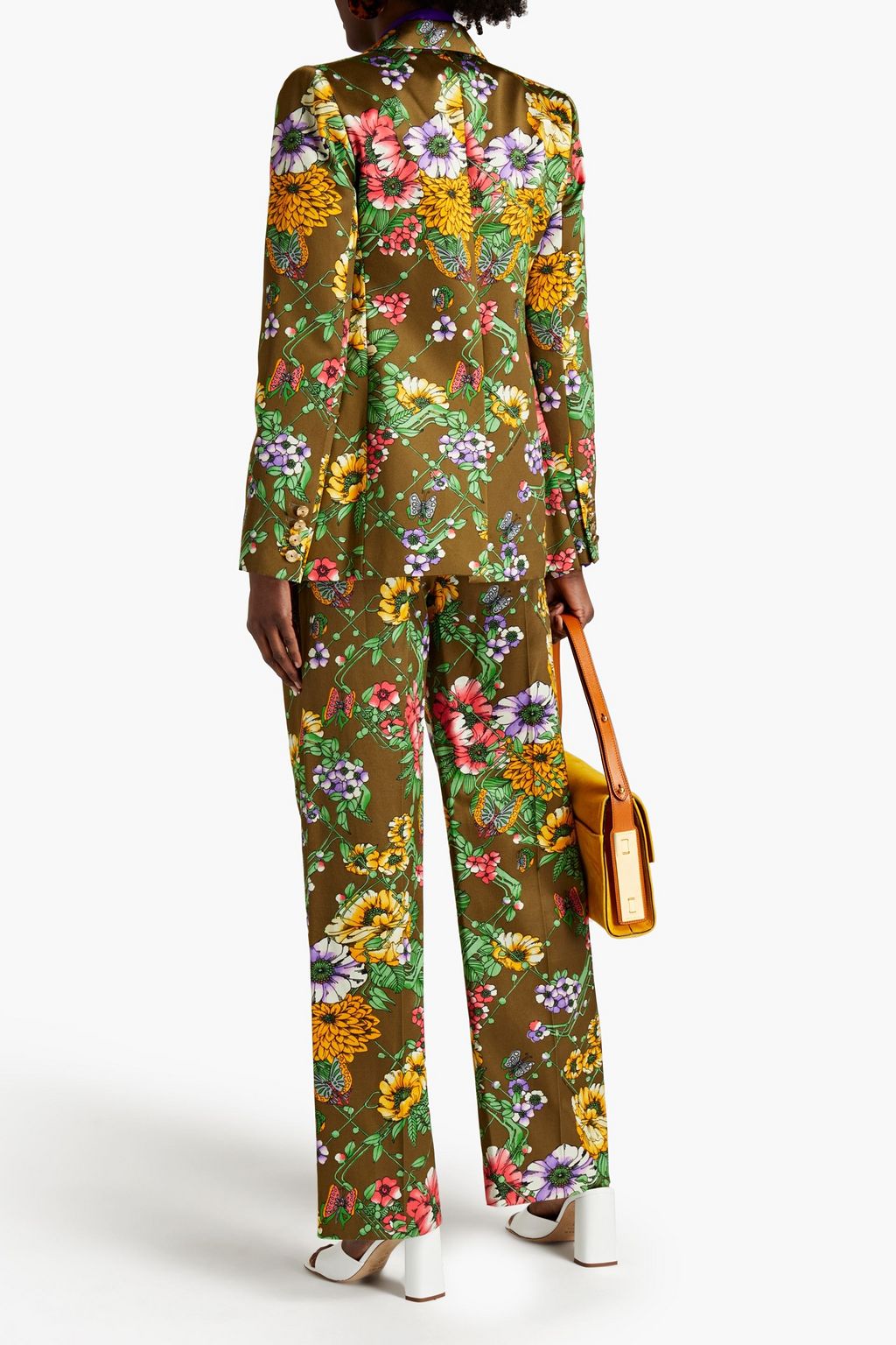 MARC JACOBS Floral-print silk and cotton-blend satin blazer