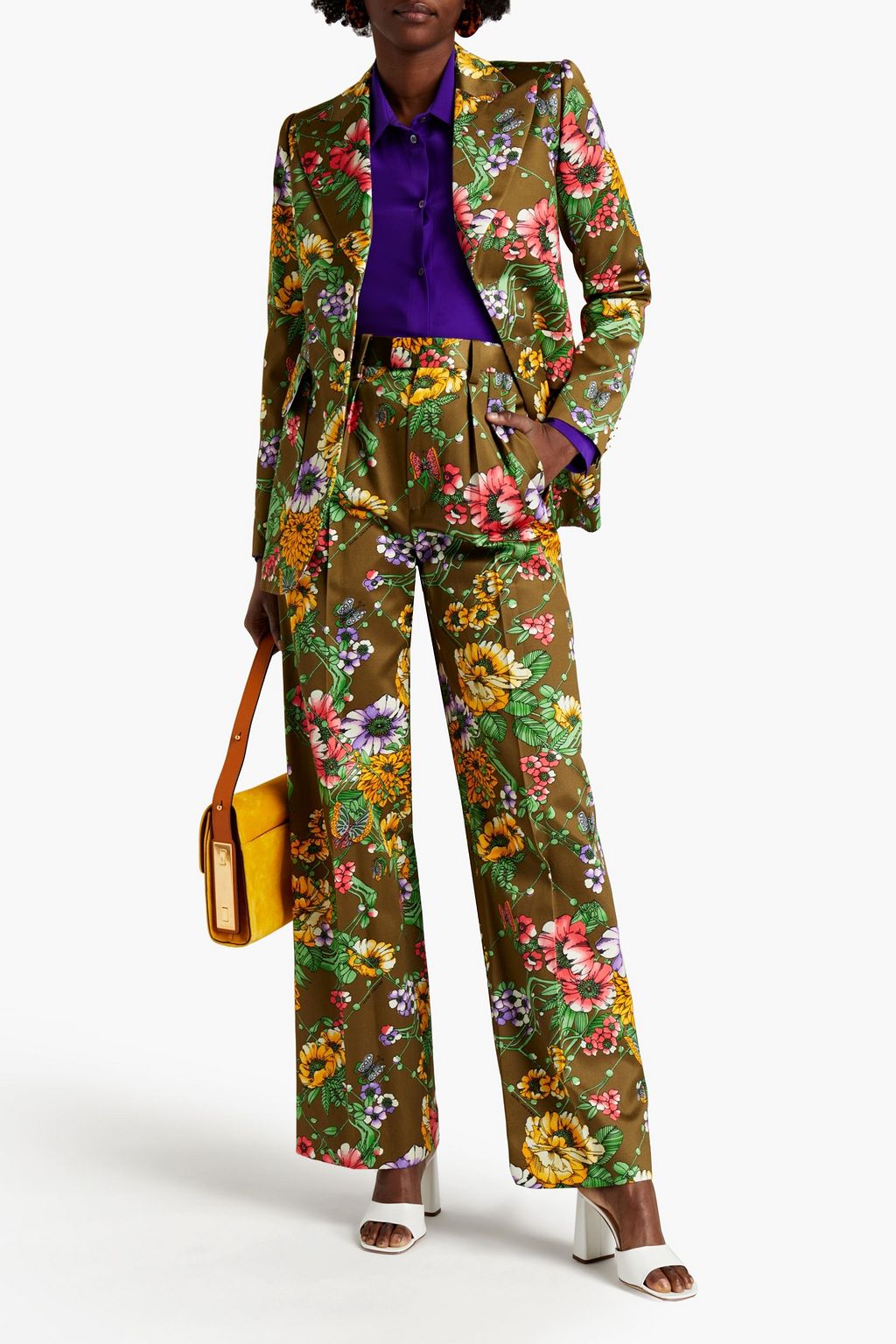 MARC JACOBS Floral-print silk and cotton-blend satin blazer