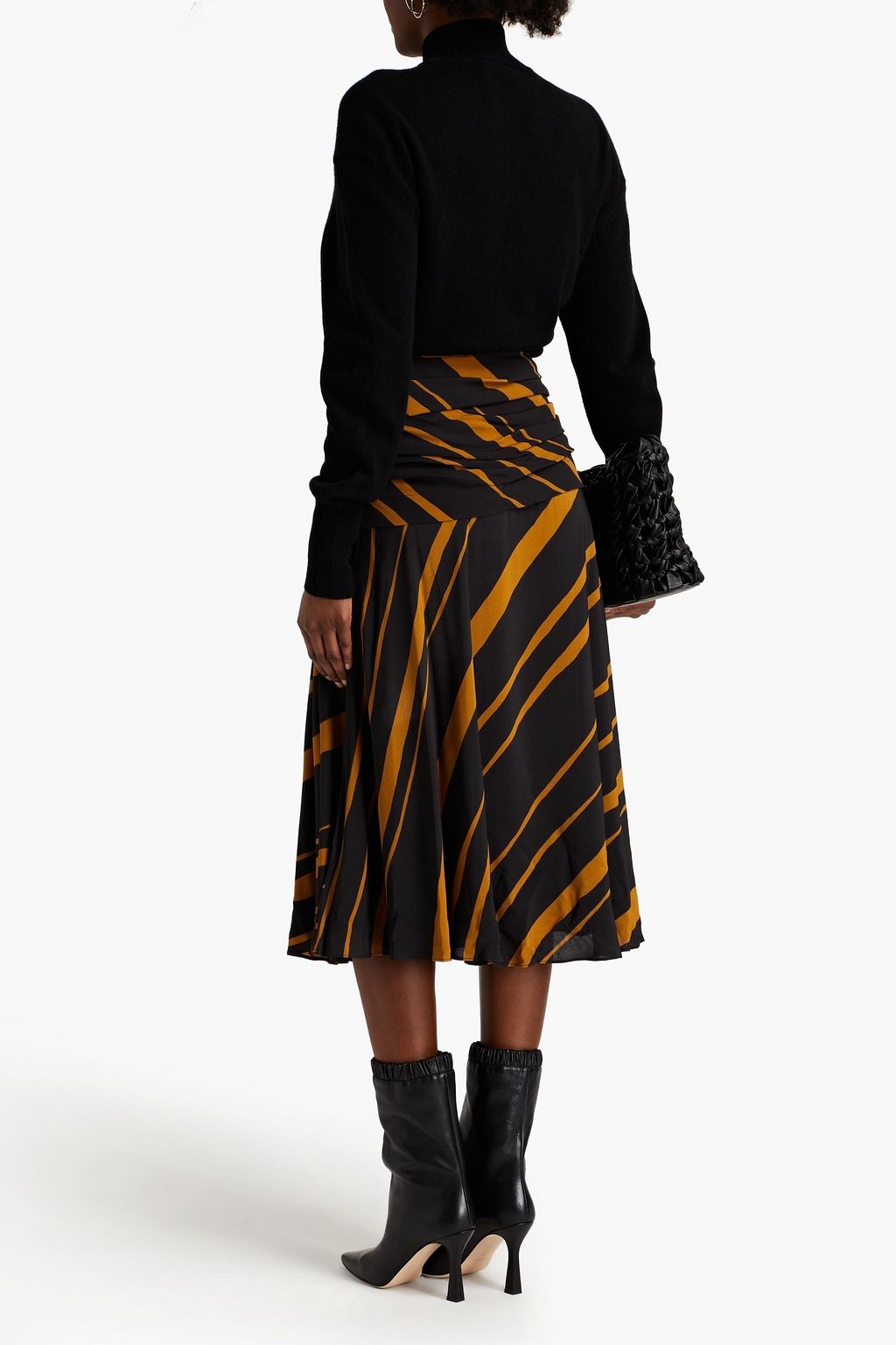 PROENZA SCHOULER Striped crepe de chine midi skirt