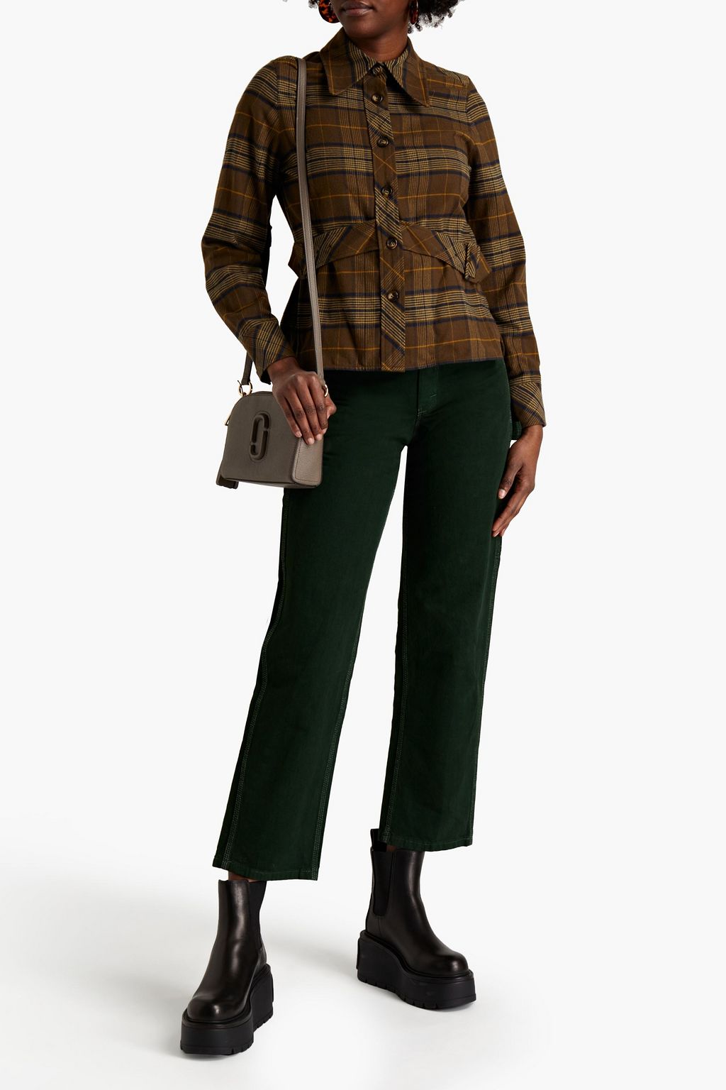 THE MARC JACOBS Buckle-detailed checked cotton-twill shirt