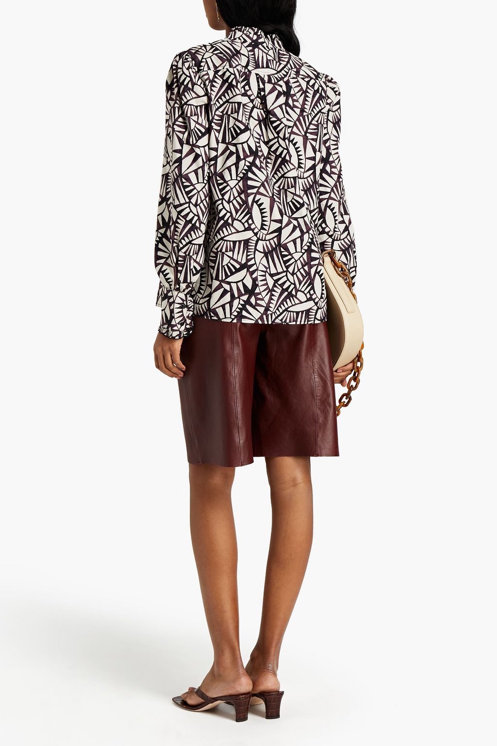 BA&SH Over ruffle-trimmed printed cotton shirt