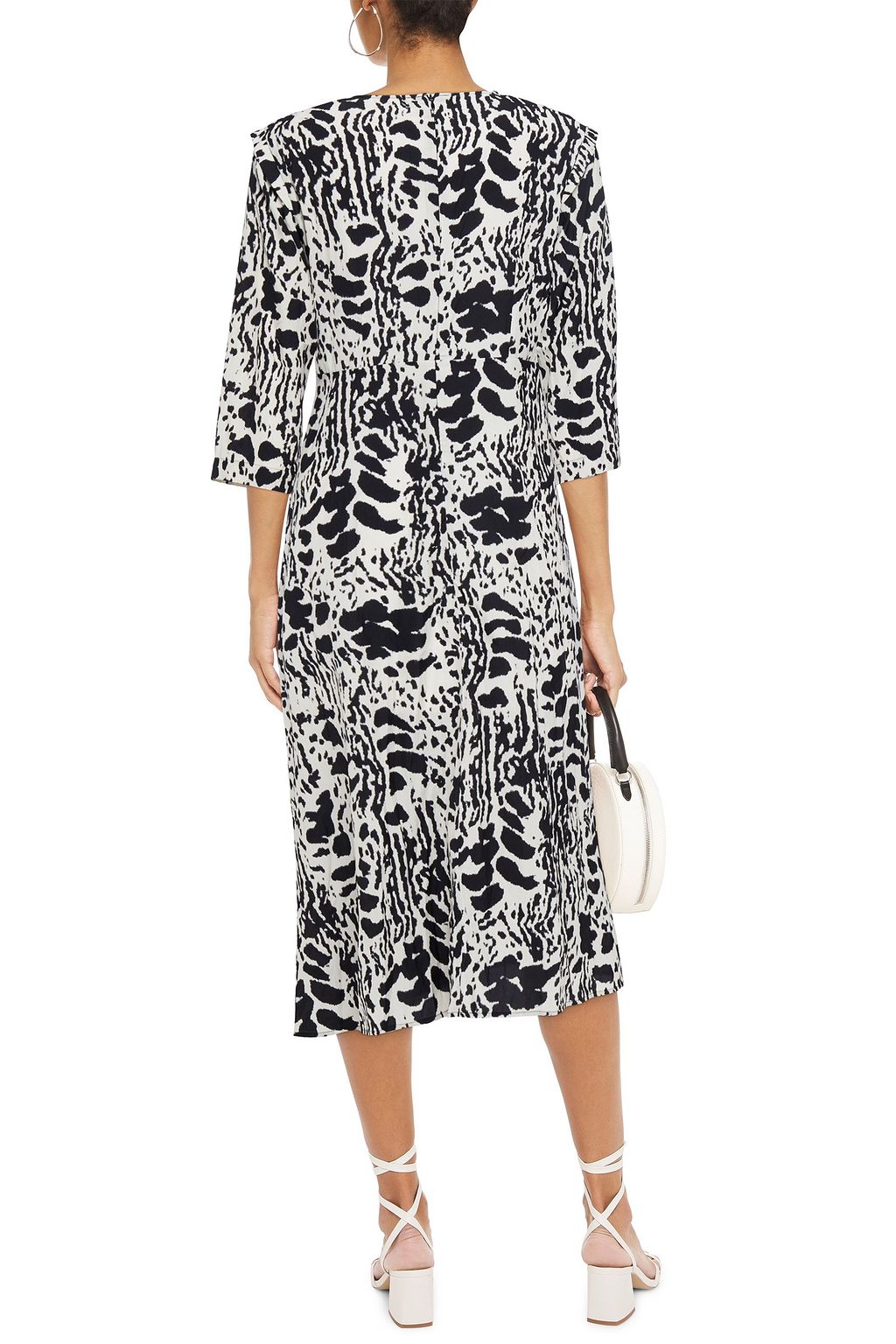 BA&SH Olga gathered printed crepe de chine midi dress
