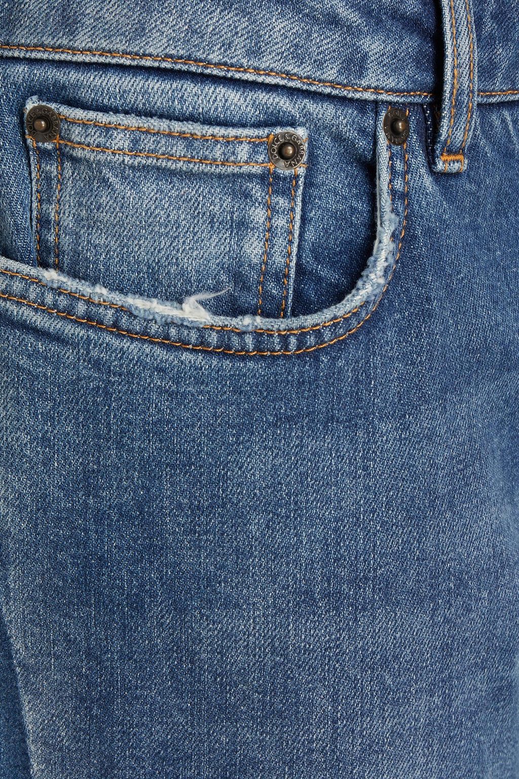 DOLCE&GABBANA Distressed high-rise slim-leg jeans