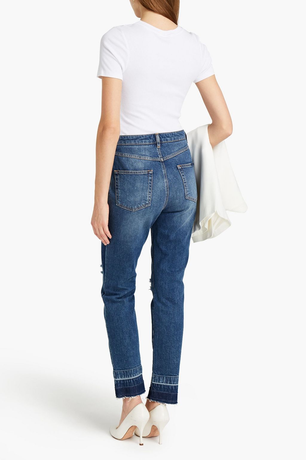 DOLCE&GABBANA Distressed high-rise slim-leg jeans