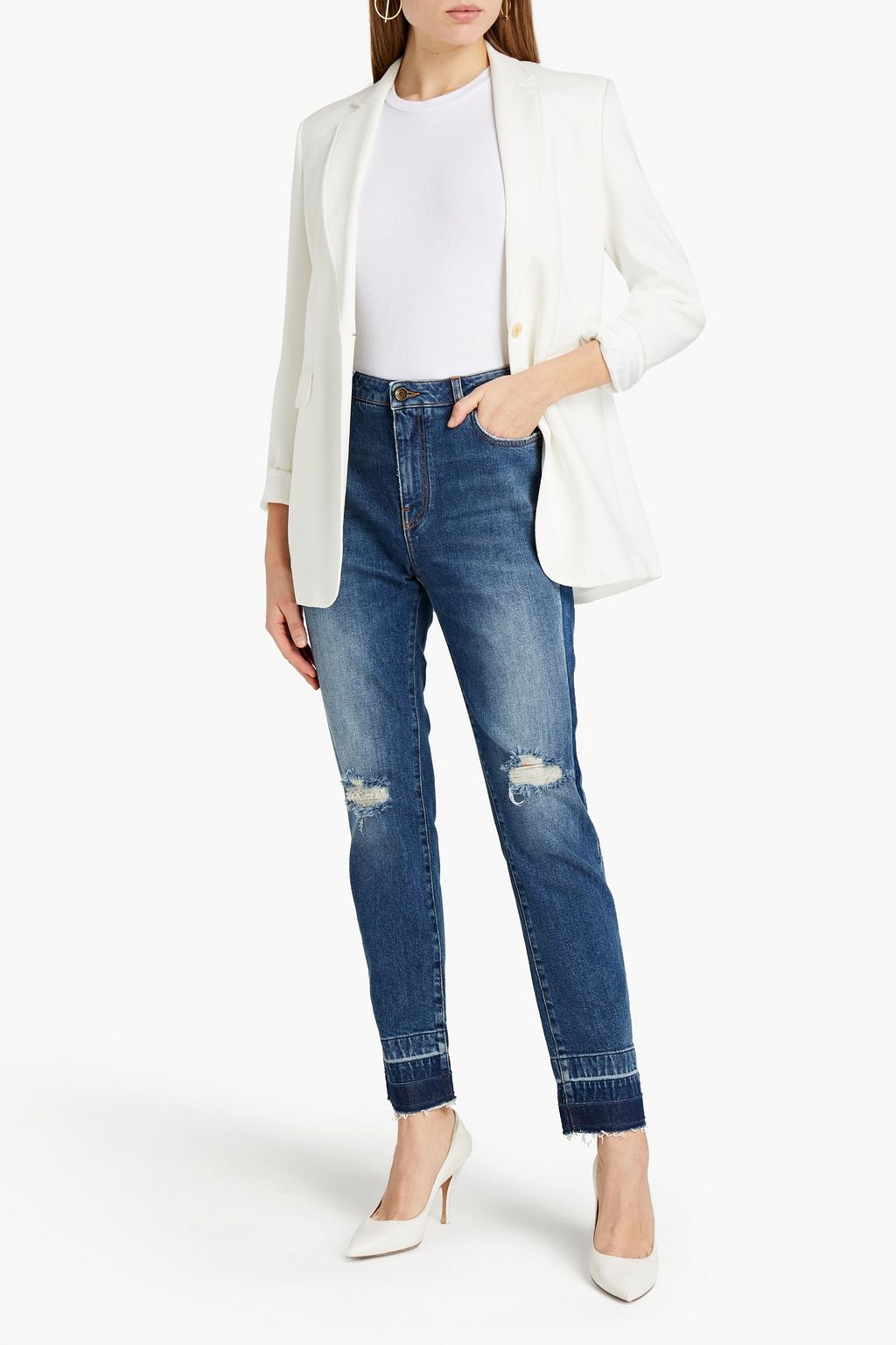 DOLCE&GABBANA Distressed high-rise slim-leg jeans