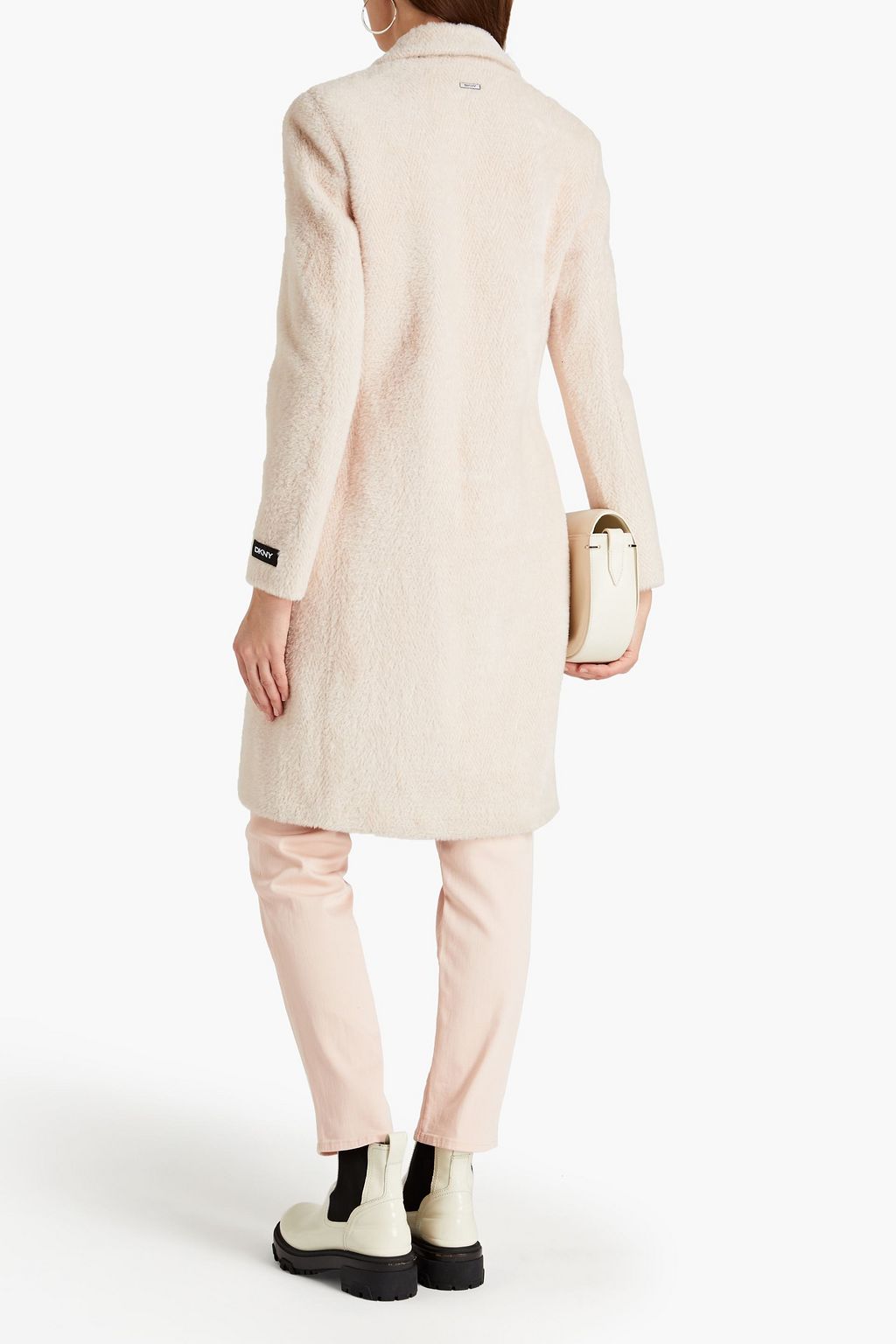 DKNY Brushed herringbone knitted coat