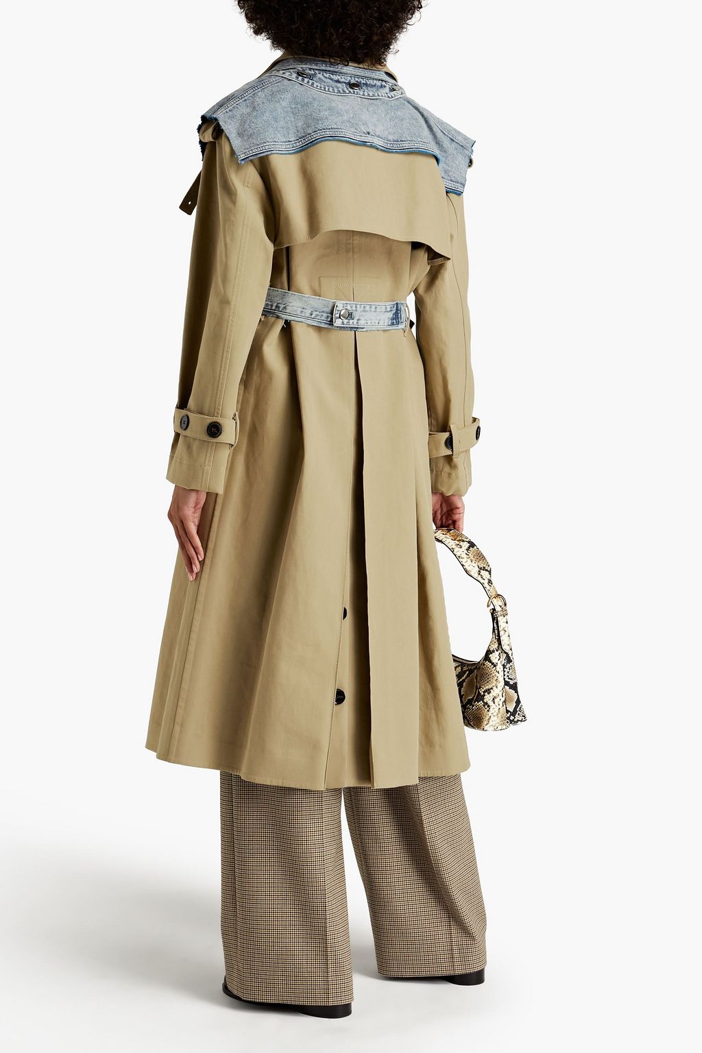 PROENZA SCHOULER Denim-paneled cotton-gabardine trench coat