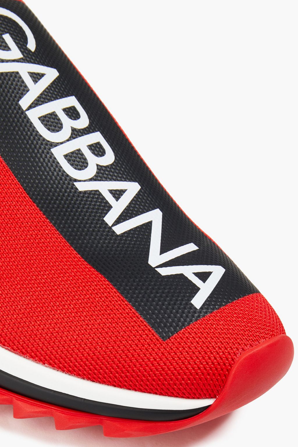 DOLCE&GABBANA Jacquard-trimmed printed stretch-knit high-top sneakers