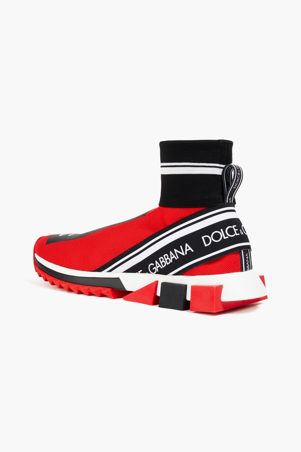DOLCE&GABBANA Jacquard-trimmed printed stretch-knit high-top sneakers