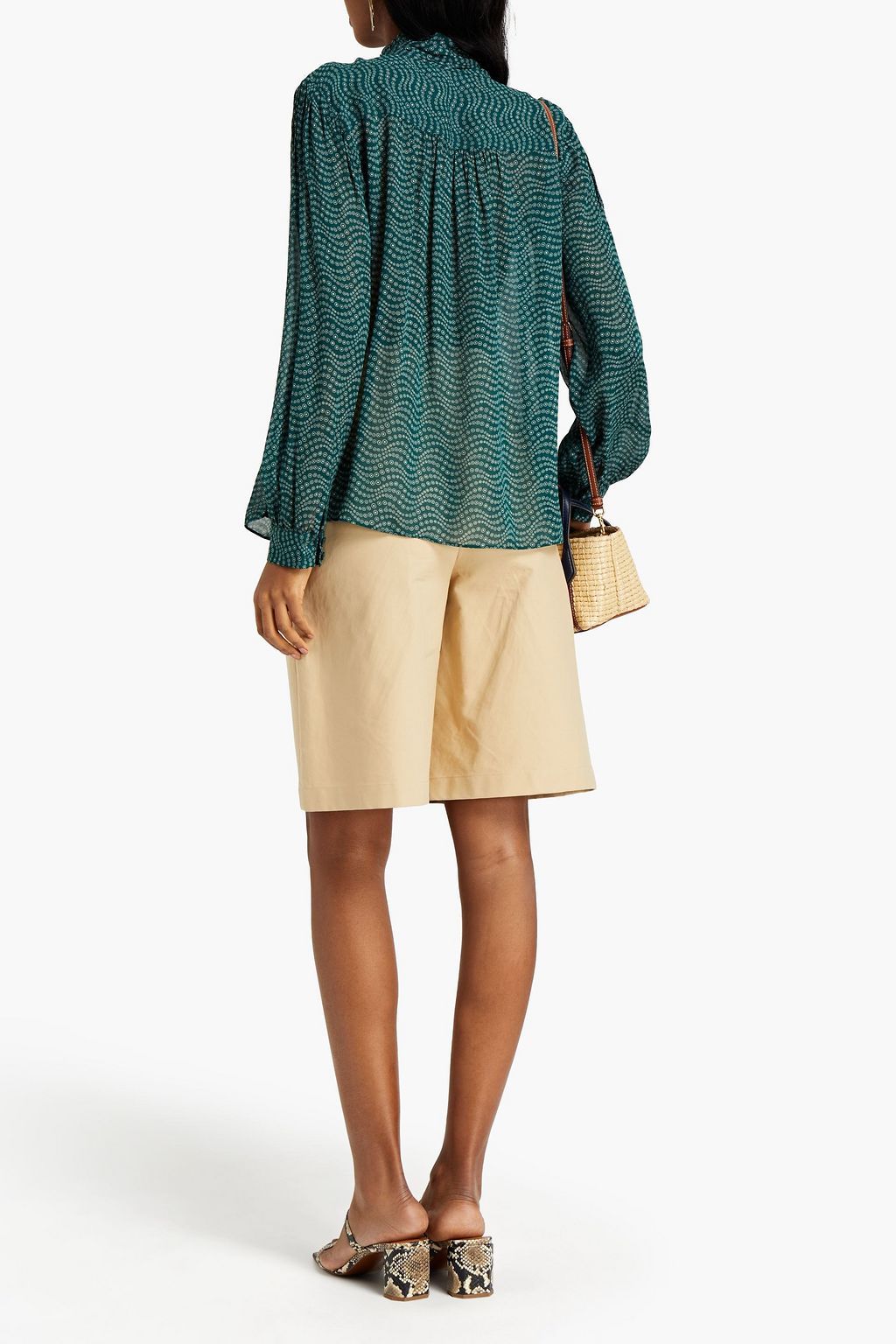 BA&SH Liberty pussy-bow printed georgette blouse