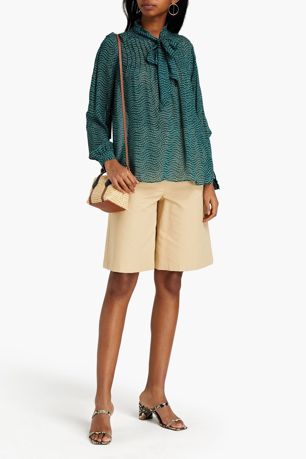 BA&SH Liberty pussy-bow printed georgette blouse