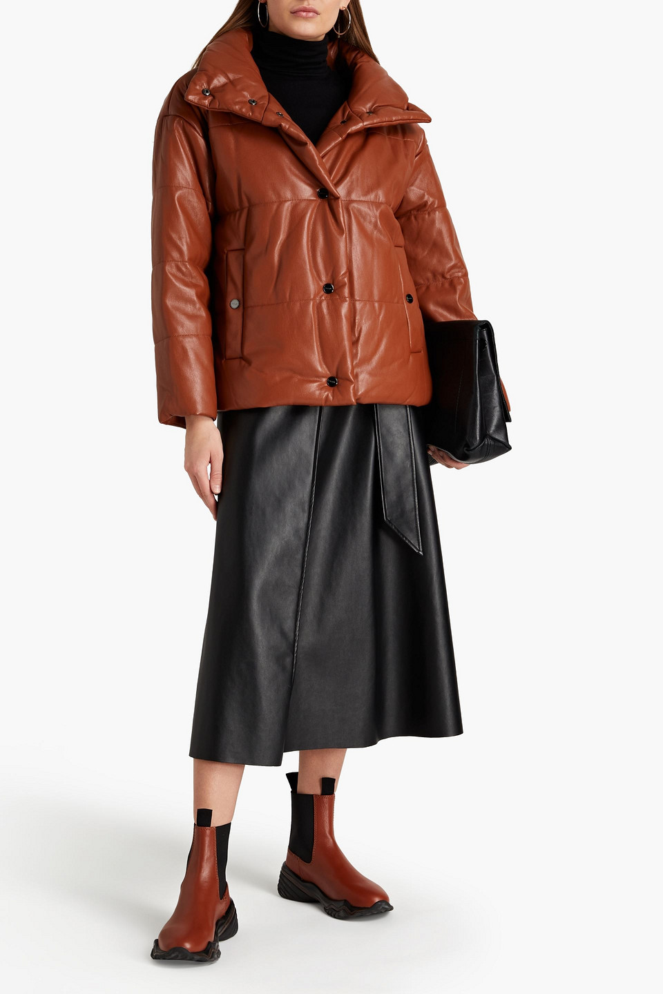 Dkny Quilted Faux Leather Jacket In Tan ModeSens