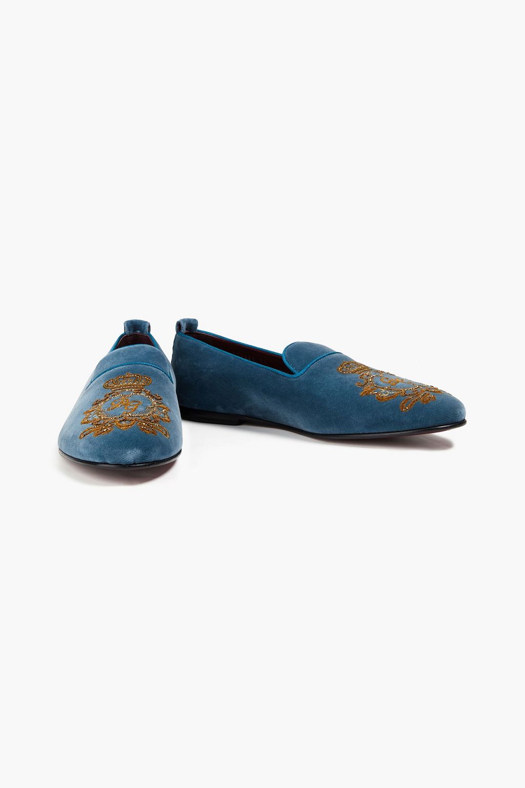 DOLCE & GABBANA Embellished velvet slippers