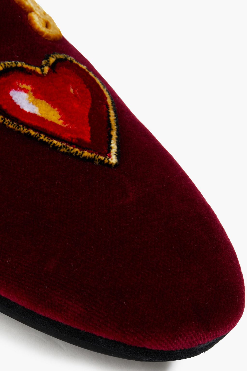 DOLCE & GABBANA Appliquéd velvet slippers