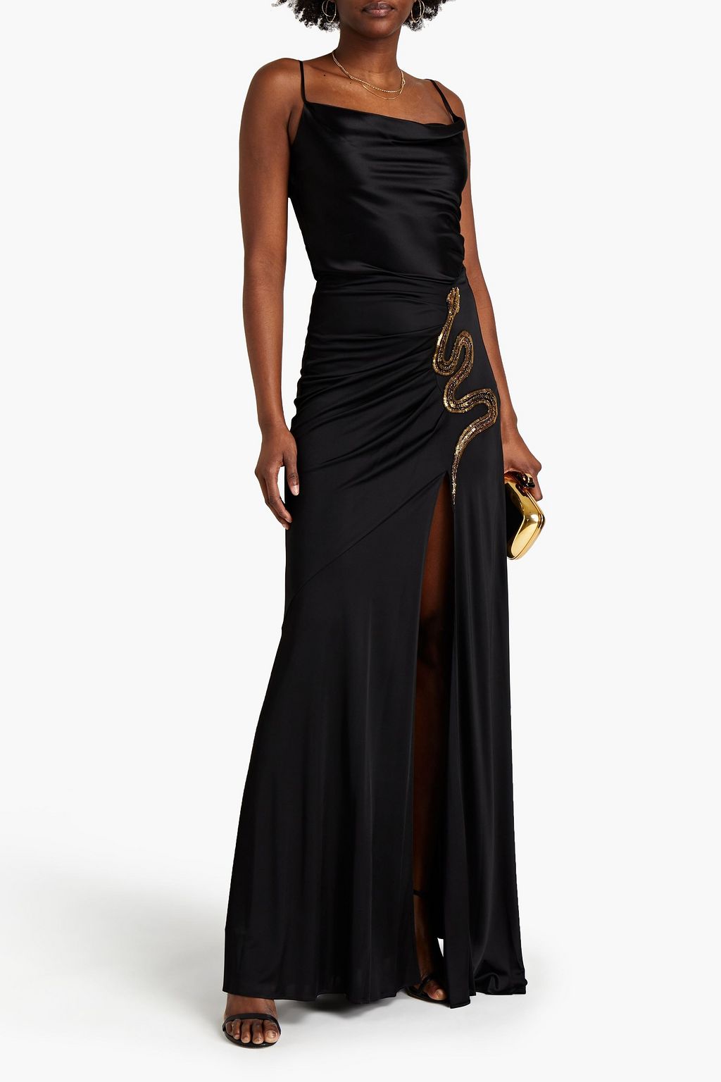 ROBERTO CAVALLI Embellished satin-jersey maxi skirt