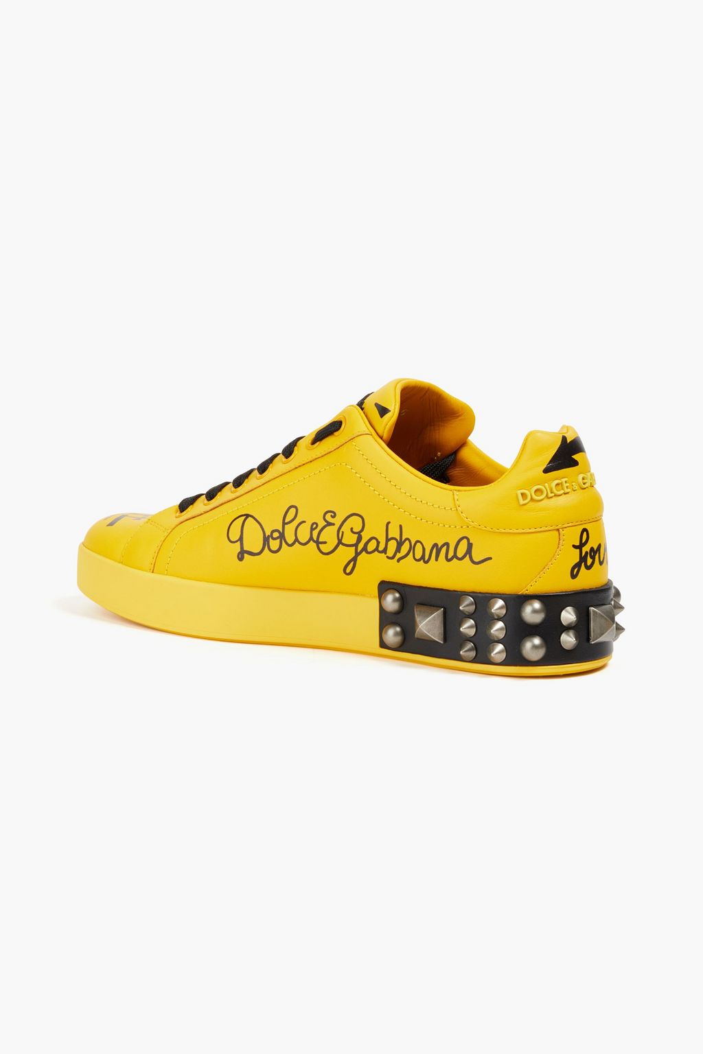 DOLCE&GABBANA Studded printed leather sneakers