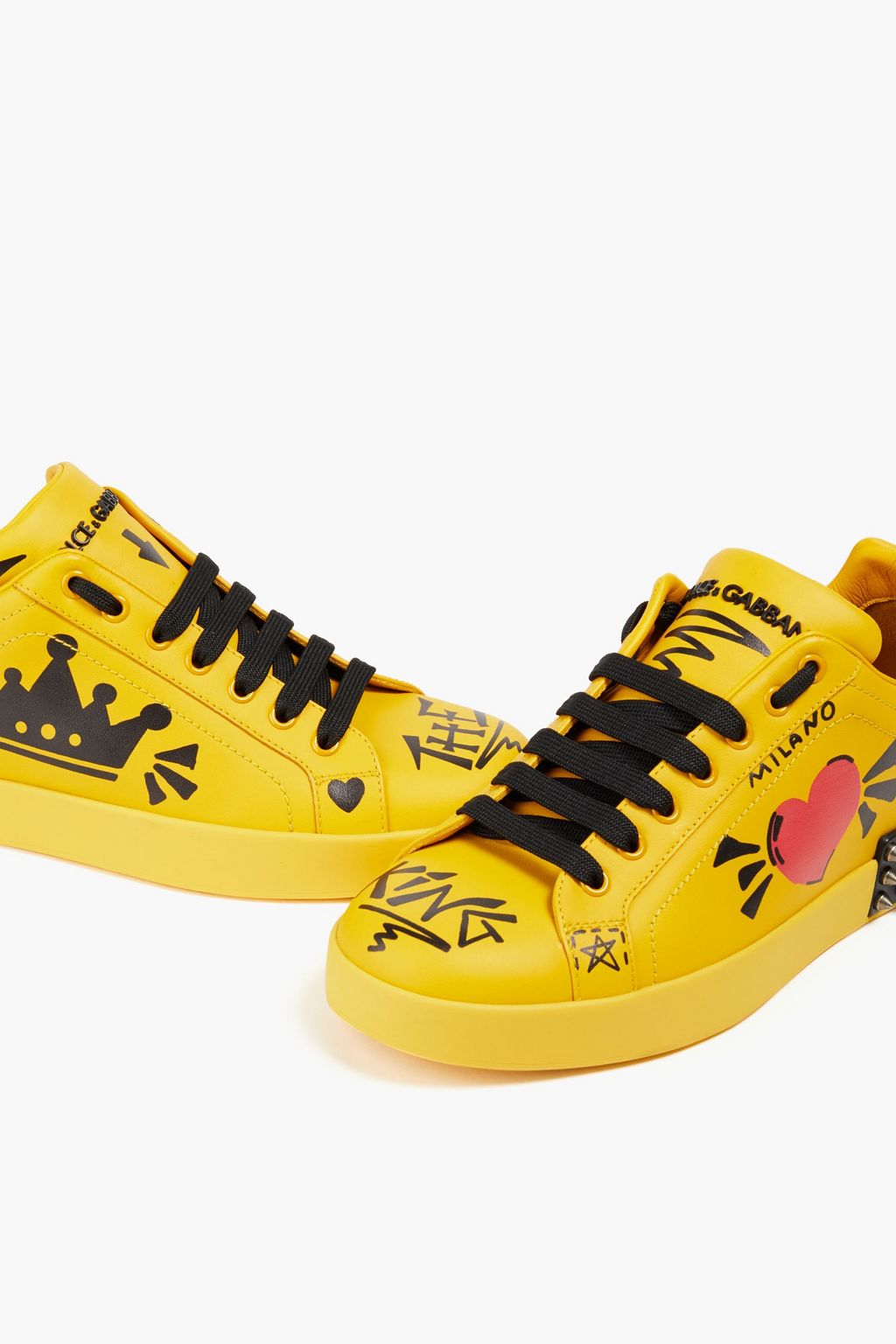 DOLCE&GABBANA Studded printed leather sneakers