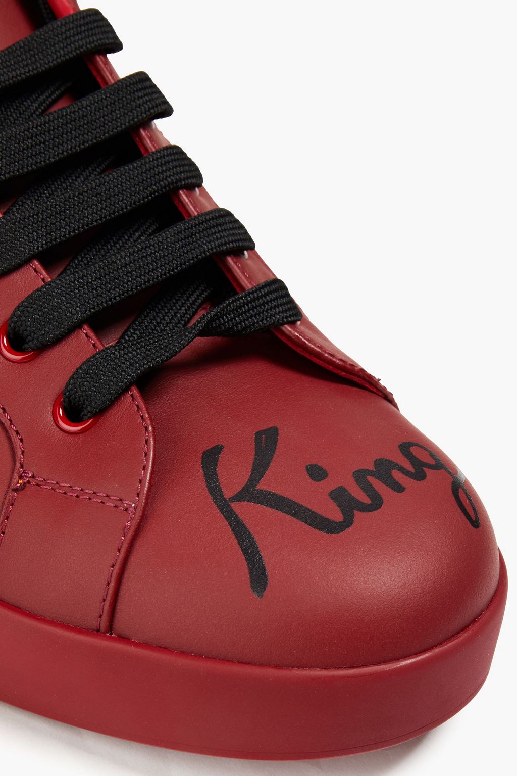 DOLCE&GABBANA Studded printed leather sneakers