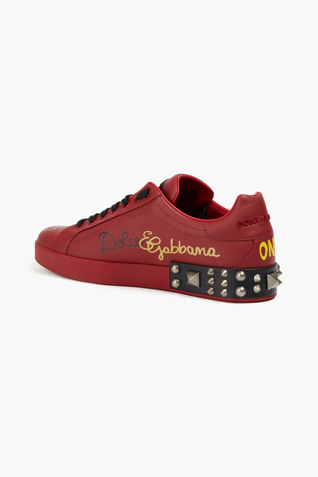 DOLCE&GABBANA Studded printed leather sneakers