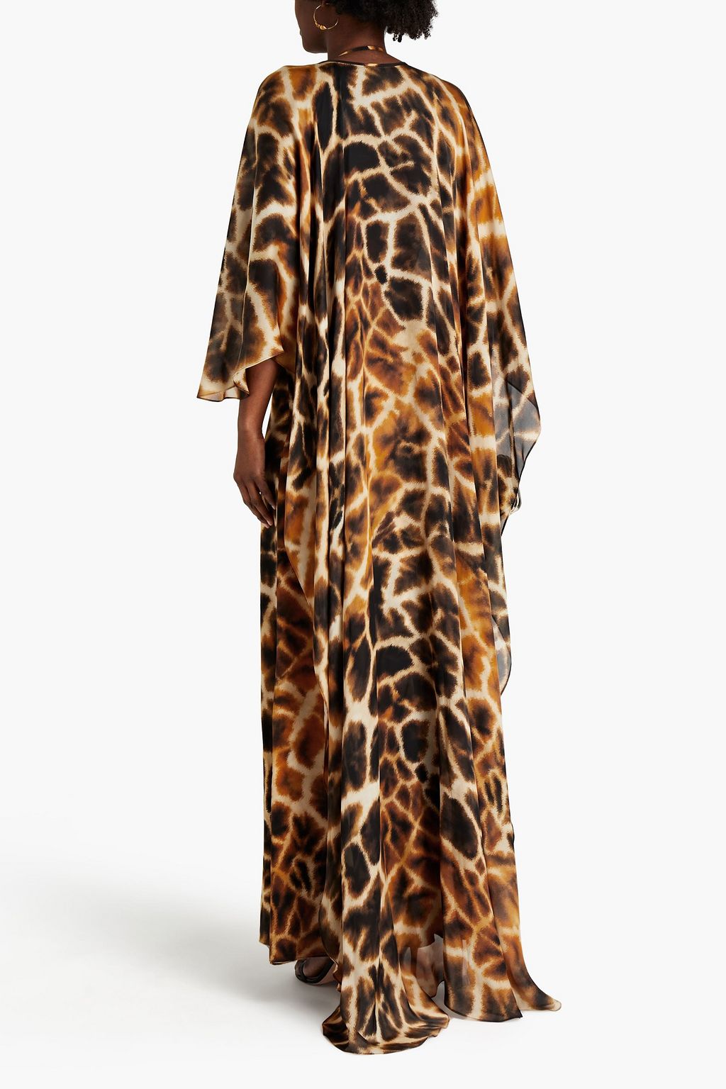 ROBERTO CAVALLI Cape-effect printed silk-voile maxi dress
