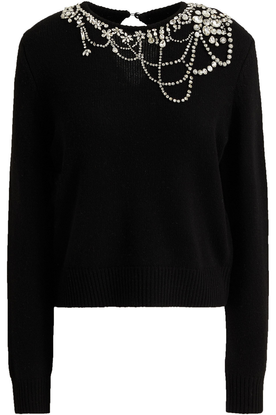 ba&sh - sage embellished wool and cashmere-blend sweater - black - 3