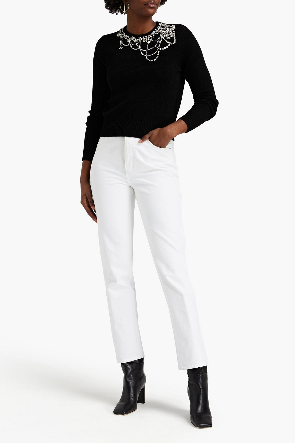 Ba&sh Sage Embellished Wool And Cashmere-blend Sweater In Black