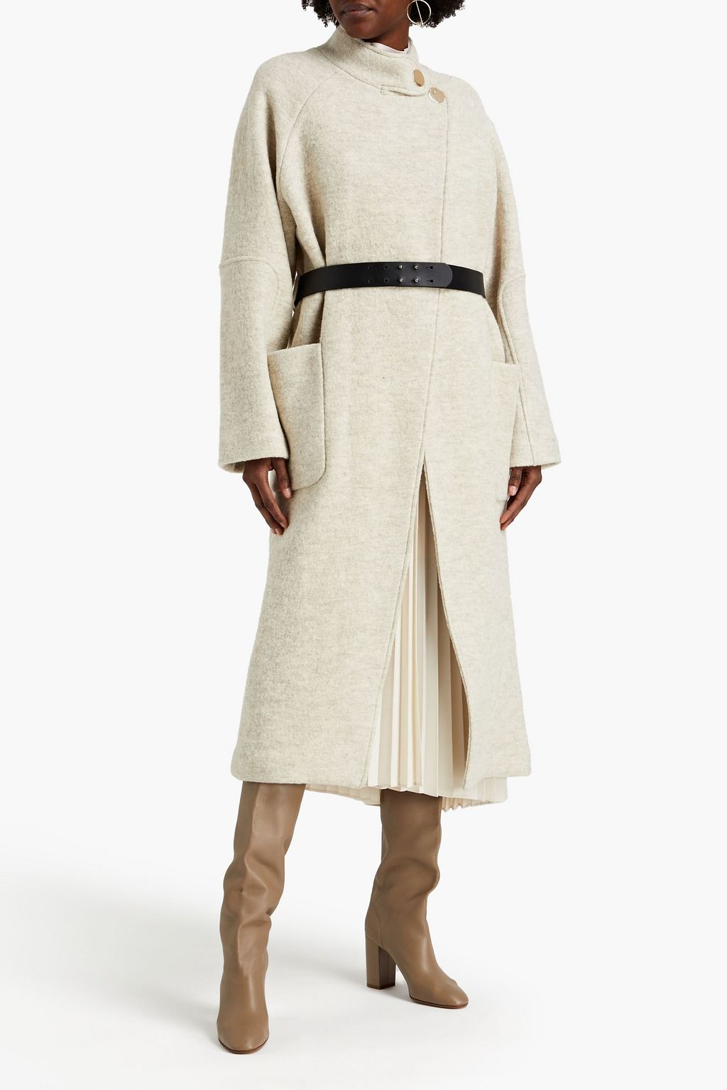 BA&SH Come belted mélange wool-felt coat