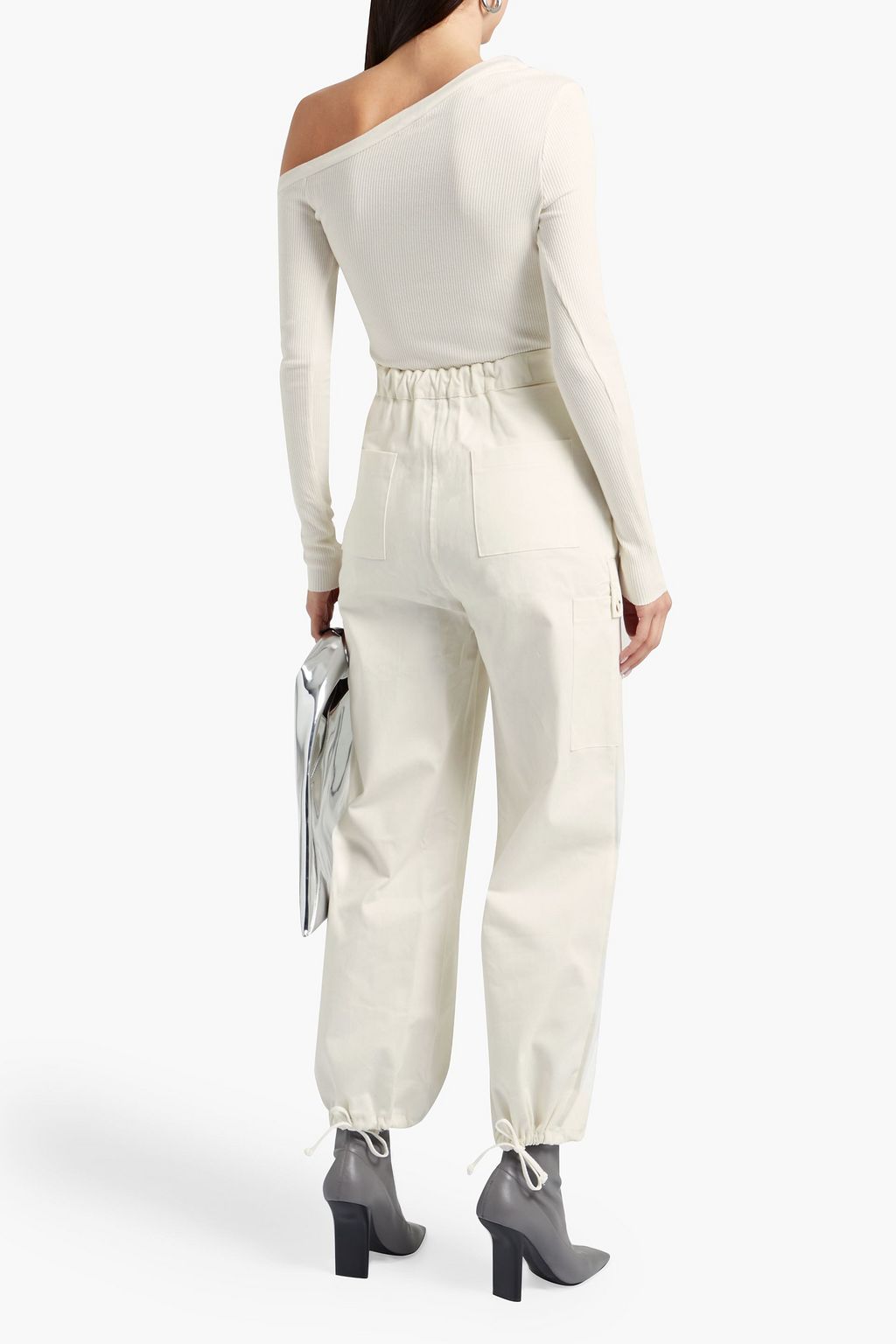 THE RANGE One-shoulder ribbed TENCEL™-blend jersey top