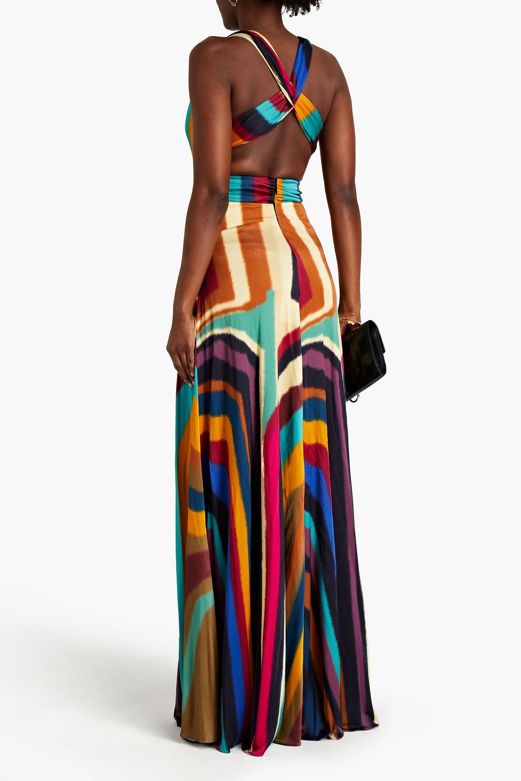 ROBERTO CAVALLI Twist-front printed satin-jersey maxi dress