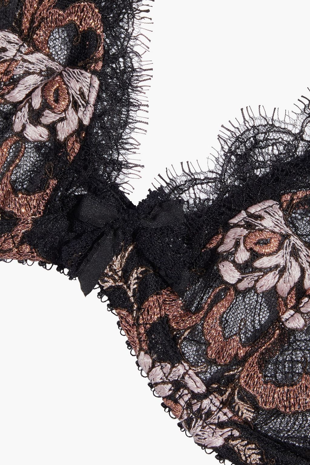 AGENT PROVOCATEUR Carli metallic embroidered Leavers lace underwired bra