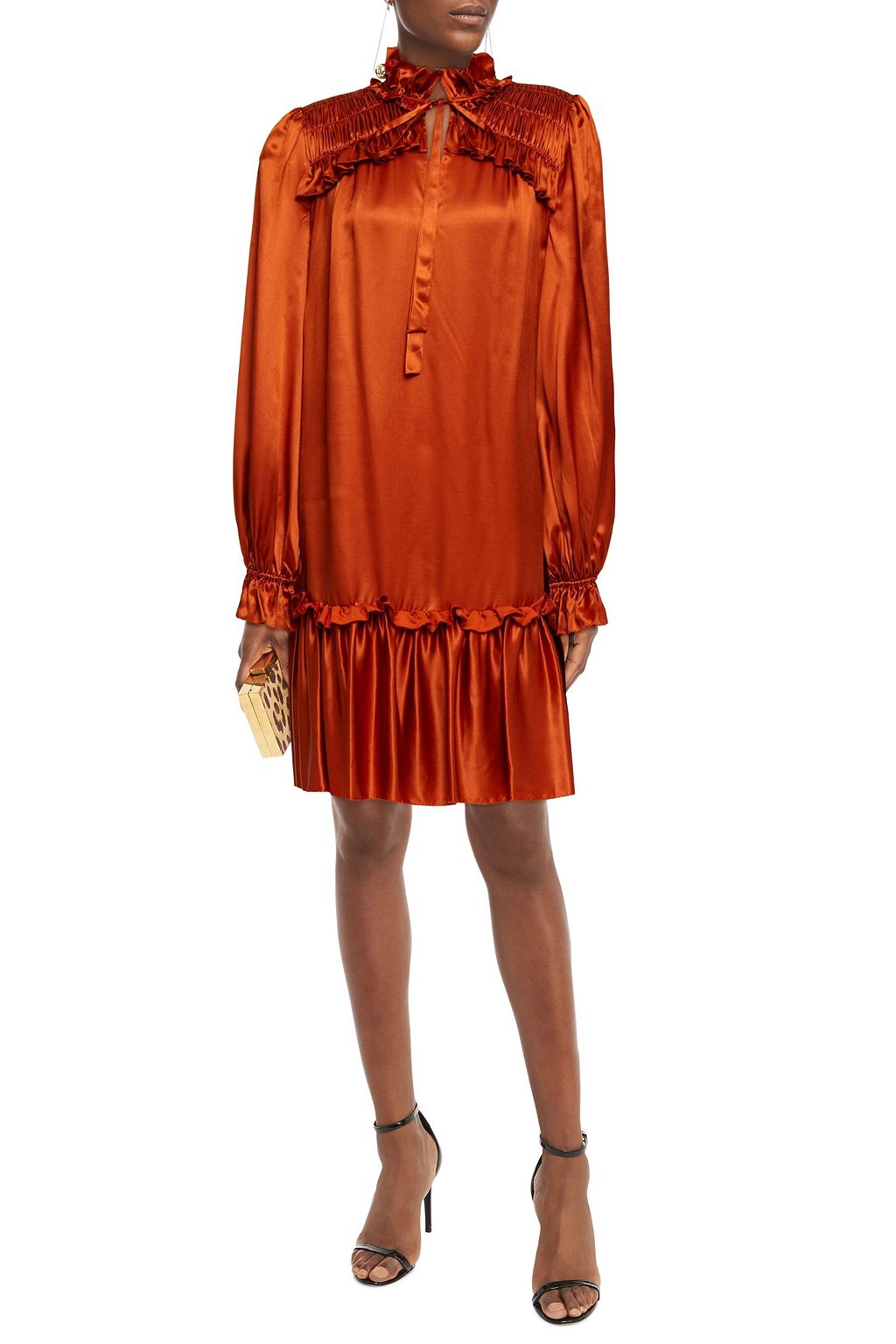 TEMPERLEY LONDON Birdie ruffled satin mini dress
