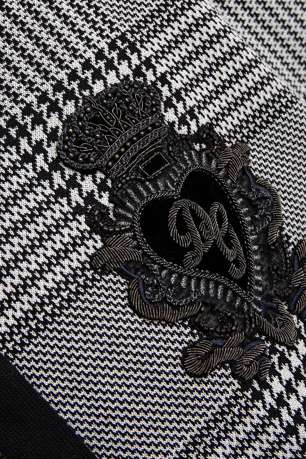 DOLCE&GABBANA Logo-appliquéd Prince of Wales checked stretch-knit hoodie