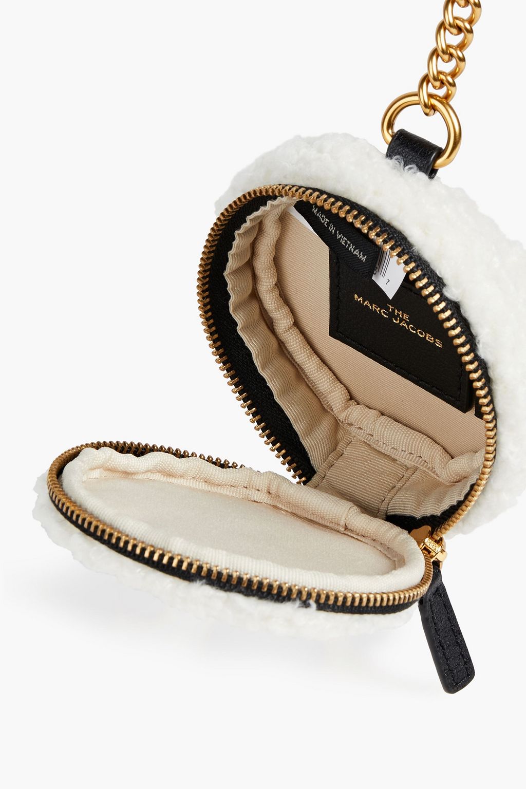 MARC JACOBS Faux leather-trimmed appliquéd bouclé coin purse