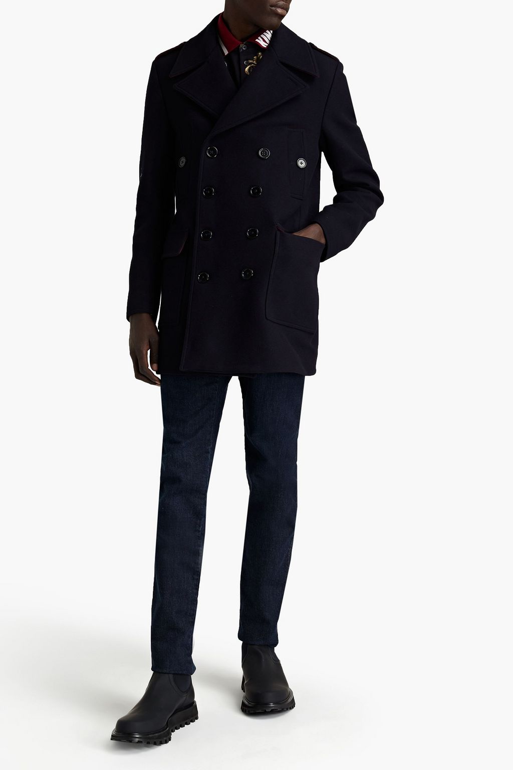 DOLCE&GABBANA Double-breasted brushed wool-blend felt coat